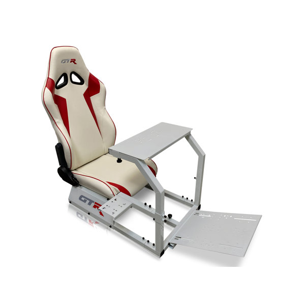GTR Simulator Reclining PC & Racing Game Chair with Footrest in Silver